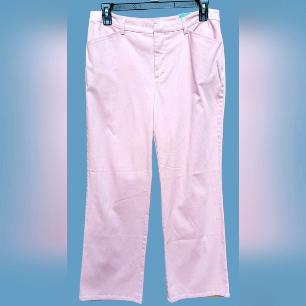 Pink casual bootcut pants, size 14, NWT.